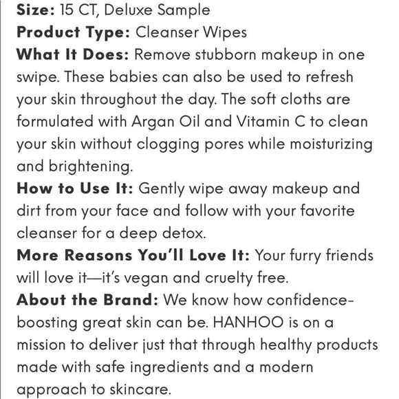 HANHOO Argan Oil Makeup Removing Wipes New Sealed - Picture 3 of 15